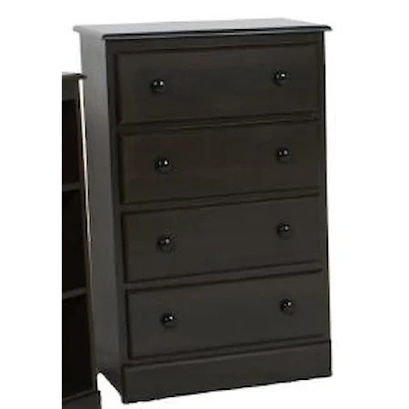 Casual Chest of Four Drawers with Carved Wooden Knobs